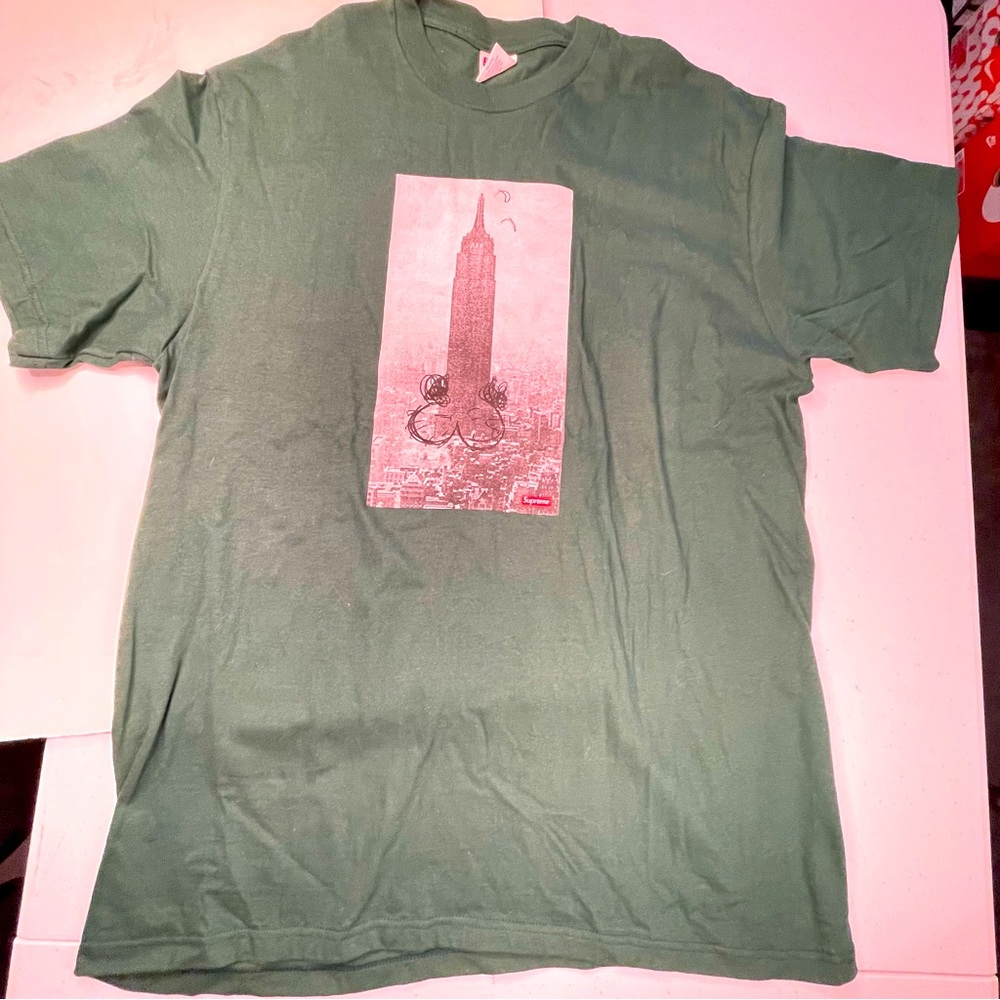Supreme Mike Kelley Empire State Building Mens Large Size Green Color T-Shirt